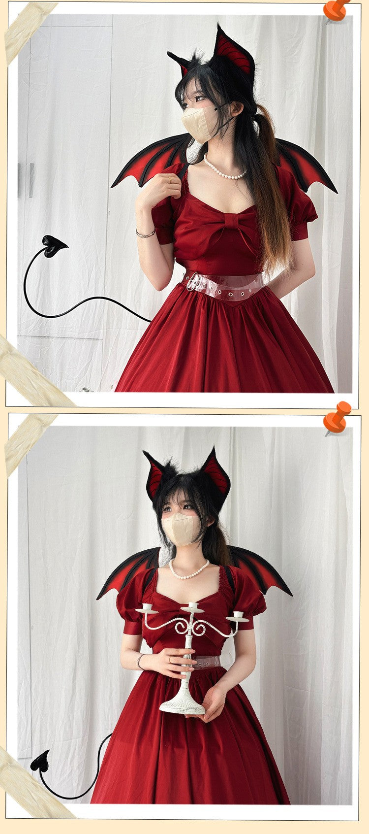 New Handmade Simulation Plush Furry Bat Ears Devil Sweetheart Halloween Bat Cosplay Pros Night Party Animals Hair Band Bat Wing