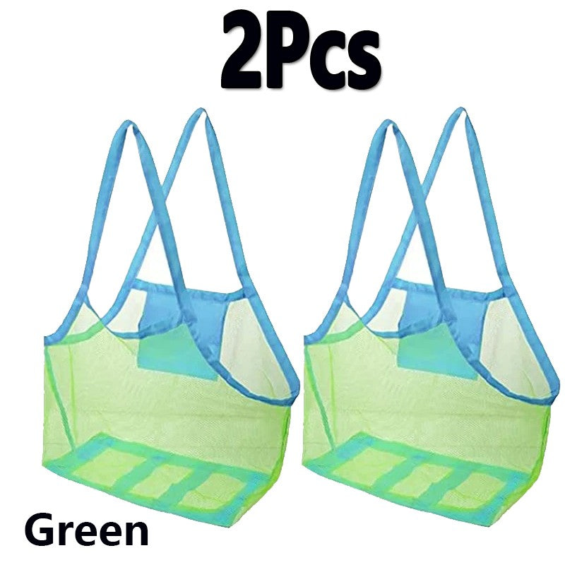 2PCS Beach Toys Mesh Bag Large Mesh Sand-Away Portable Tote With Convenient Hanging Hole Breathable Foldable Storage For Toys