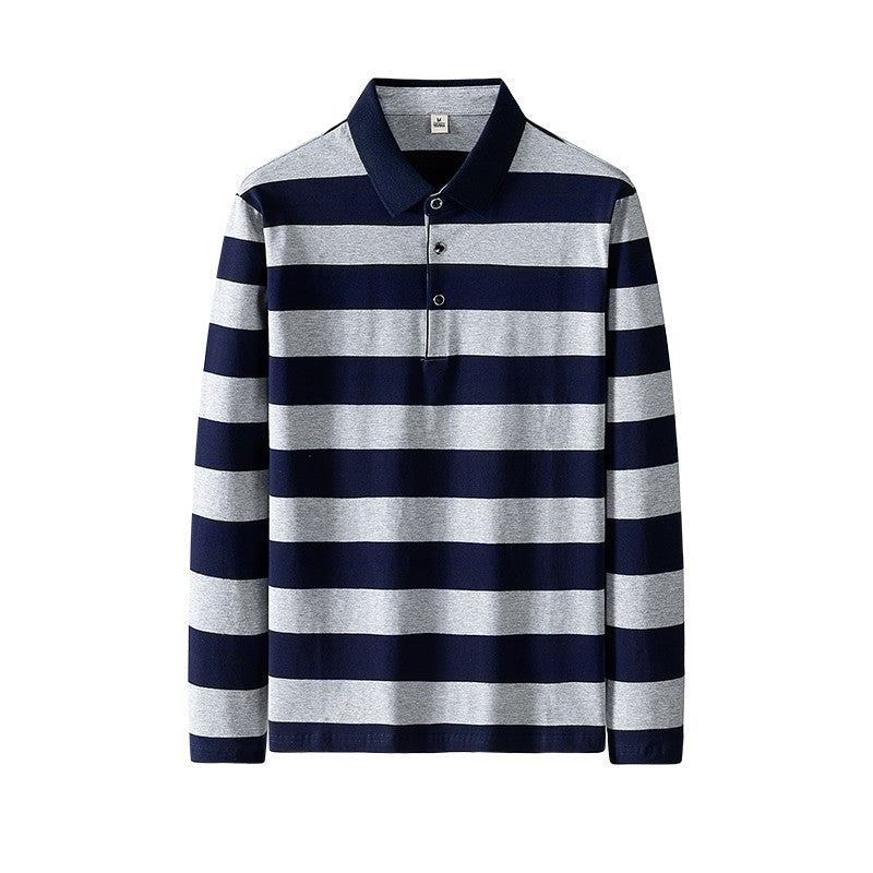 Men Polo Shirt Cotton Embroidery Long Sleeve Spring Stripe Polo Shirt Men Autumn Casual Fashion Polo Shirt Business T-shirts Men