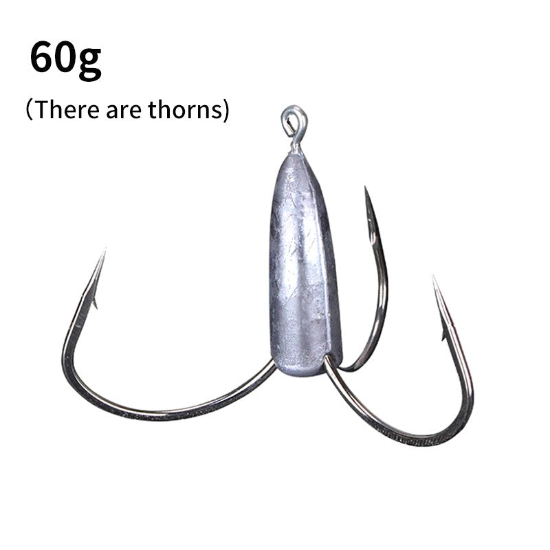 Anzóis de Pesca Triplos Prateados de Aço Carbono com Farpa 20g/30g/40g/50g/60g/80g Agulha de Pesca Acessórios de Pesca