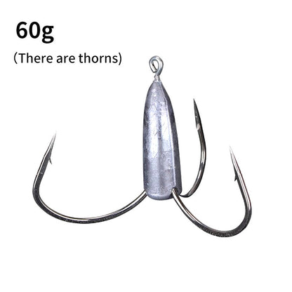 Anzóis de Pesca Triplos Prateados de Aço Carbono com Farpa 20g/30g/40g/50g/60g/80g Agulha de Pesca Acessórios de Pesca