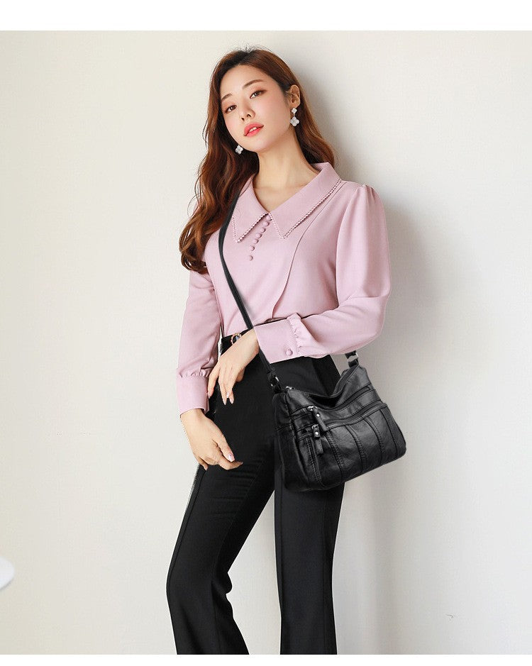 Fashion Soft Leather Crossbody Bags for Women 2025 Casual Female Multi Pocket Messenger Bags Retro Handbags Ladies Shoulder Bags