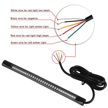 1x Luzes Decorativas de LED para Motocicleta Faixa de Luz 48SMD Luz de Freio Traseiro para Motocicleta Faixa de Seta Luz de Parada Geral da Moda