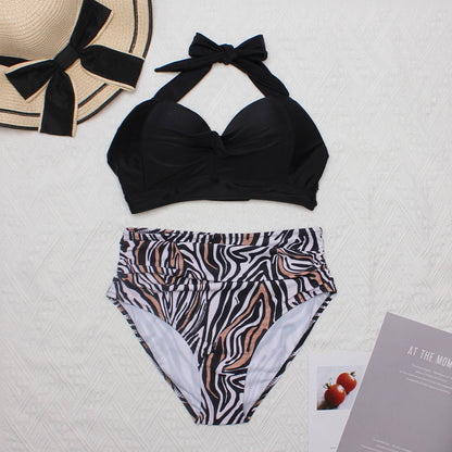 Sexy High Waist Bikinis 2025 New Halter Swimwear Women Swimsuit Female Bikini Set Print Bodysuit Bathing Suit Summer Biquini XXL