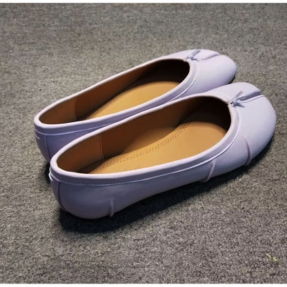 Fashion Soft Leather Split Toe Women Tabi Ballet Flats Spring Autumn Comfortable Walking Lazy Loafers Casual Girls Dance Shoes