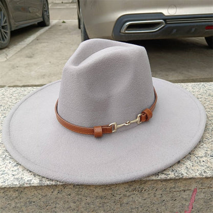 Chapéu Fedora de feltro liso com coroa em formato de gota para homens e mulheres novo cinto de couro Chapéu Panamá ????? ???????