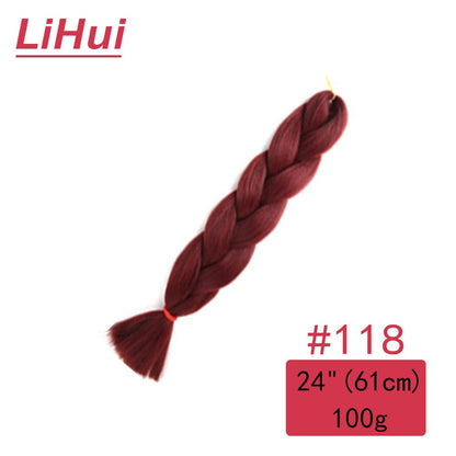 Cabelo Sintético Trança Jumbo 24 Polegadas Ombre Jumbo Extensão de Cabelo para Mulheres Tranças DIY Roxo Rosa Amarelo Cinza Lihu