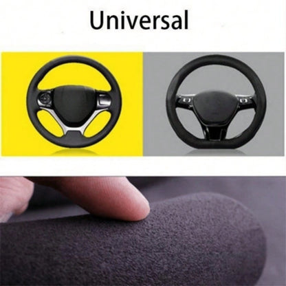 Capa Universal para Volante de Carro em Camurça / Couro Nappa 38CM Respirável Formato O/D Protetor Antiderrapante Acessórios de Interior Automotivo