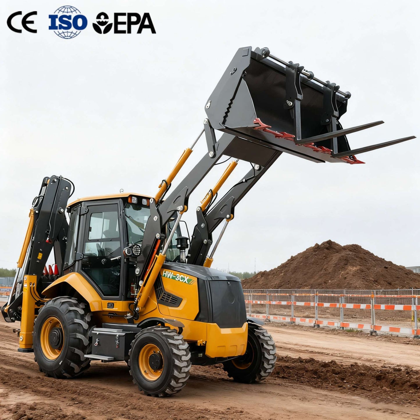 Nova escavadeira carregadeira 7.8 toneladas 4x4 Retroescavadeira Multi-propósito 4WD para Todos os Terrenos Trator Agrícola a Diesel Máquinas de Construção