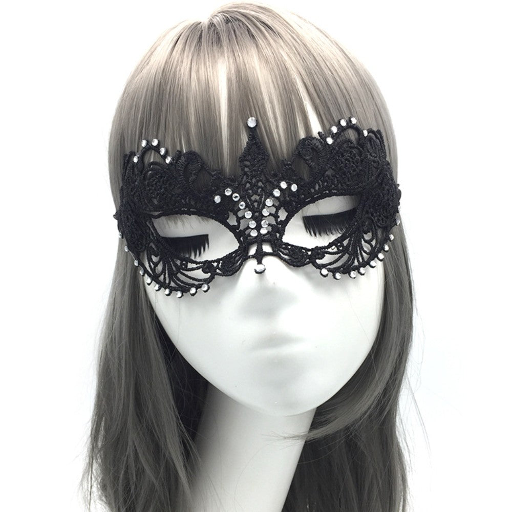 Makeup Ball Hollow Lace Face Mask With Ribbon Princess Masquerad Cosplay Prom Props Costume Female Sexy Diamonds Eye Mask