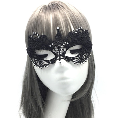 Makeup Ball Hollow Lace Face Mask With Ribbon Princess Masquerad Cosplay Prom Props Costume Female Sexy Diamonds Eye Mask