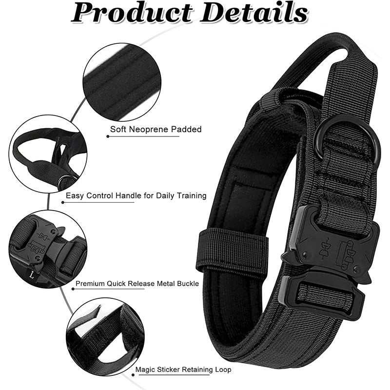 Coleira Tática Estilo Esportivo para Cães, Coleira Utilizável para Cães de Médio a Grande Porte com Capacidade de Tração para Adestramento Canino