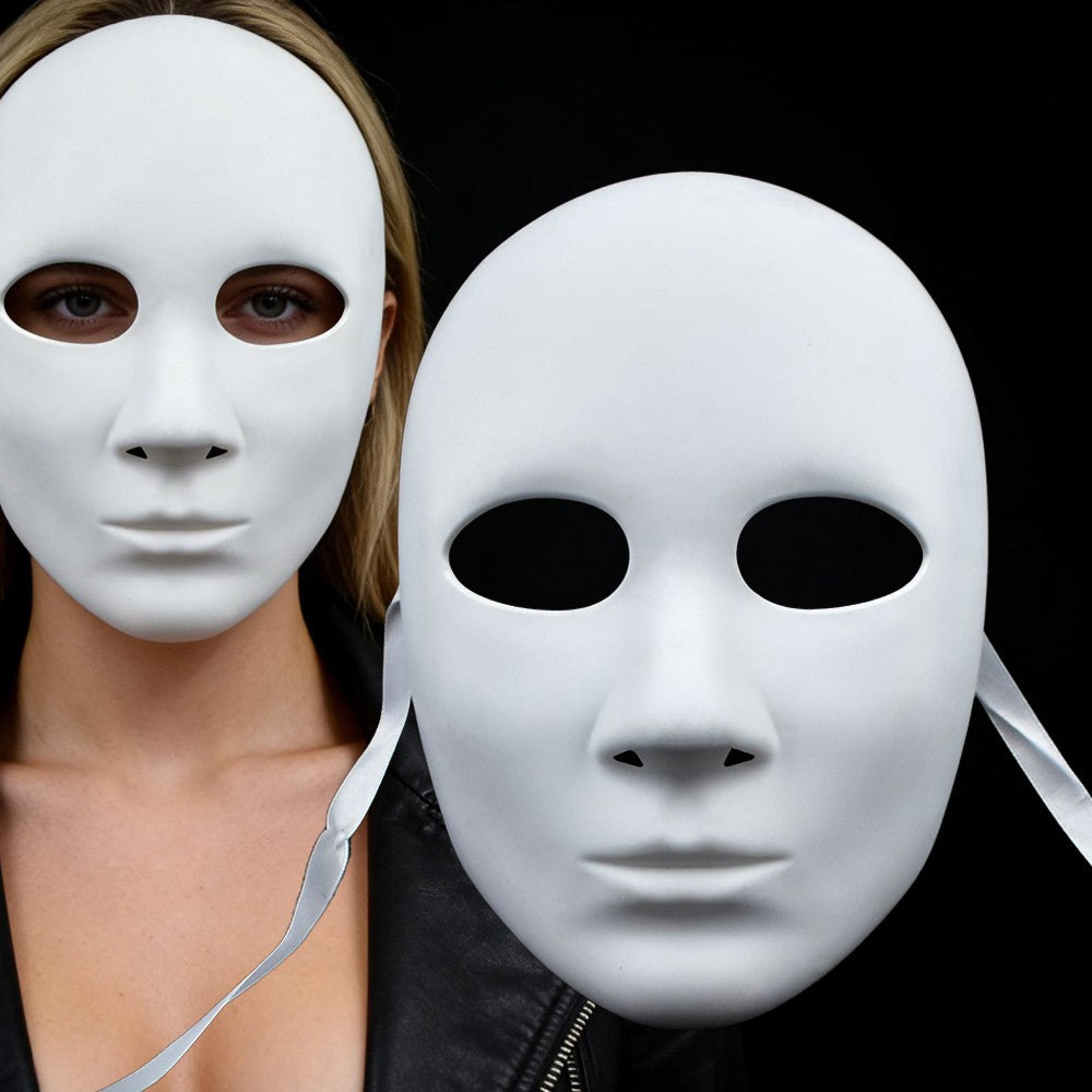 DIY Blank Face Mask Cosplay White Hand-Painted Doodle Thicken Plastic Masks Carnival Masquerade Halloween Party Costumes Props