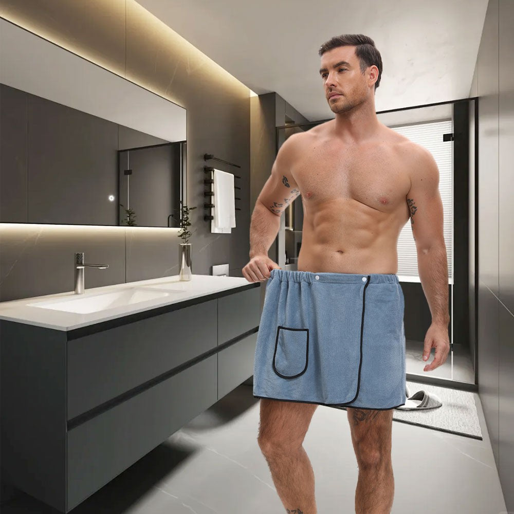Saia de Banho Masculina de Hotel, Doméstica, Simples, Fibra Fina Ajustável, Tamanho Adequado para Homens com Peso Inferior a 90 KG.