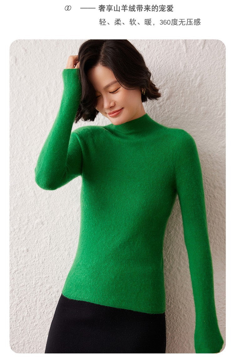 New women's sweater 100% pure cashmere high neck knitted pullover Korean version slim fit hot selling fashionable sweater