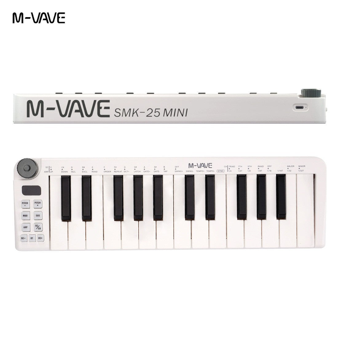 M-VAVE SMK-25 II Teclado Controlador MIDI Pad USB Mini 25 Teclas, 16 Pads de Bateria RGB, 8 Knobs e Produção Musical, Software Incluído