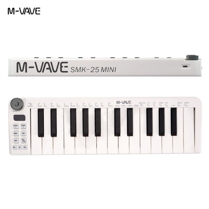 M-VAVE SMK-25 II Teclado Controlador MIDI Pad USB Mini 25 Teclas, 16 Pads de Bateria RGB, 8 Knobs e Produção Musical, Software Incluído