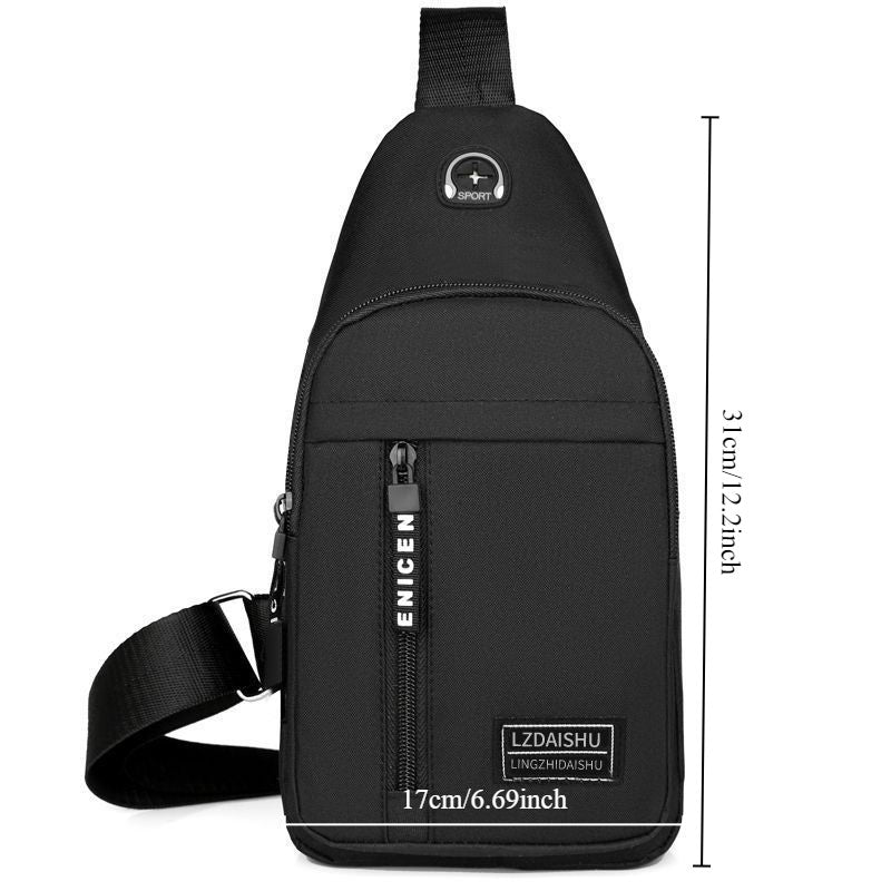 Mochila de Lona Estilosa de Um Ombro Só - Tecido Oxford Resistente à Água, Design Esportivo Casual, Bolsa de Peito, Alça de Ombro Ajustável