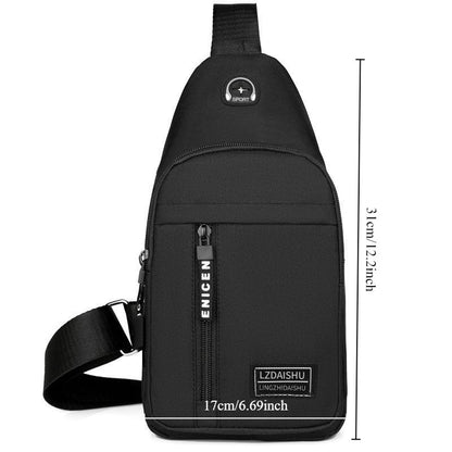 Mochila de Lona Estilosa de Um Ombro Só - Tecido Oxford Resistente à Água, Design Esportivo Casual, Bolsa de Peito, Alça de Ombro Ajustável