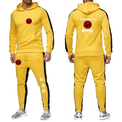 Shotokan Karate 2022 Men's New Solid Color Hooded Sweatshirts Fashion Pullover Top+Sweatpants Casual Jogging Fitness Sports Suit