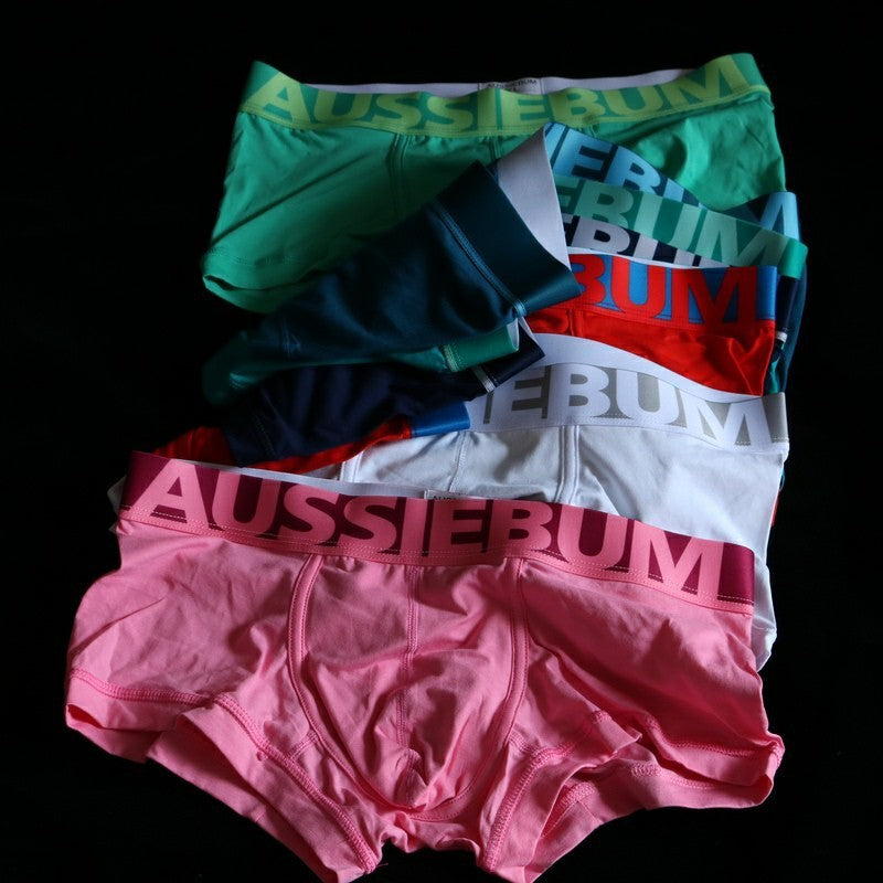 Wide brim candy color men's underwear four corner boxer underwear breathable elastic fiber