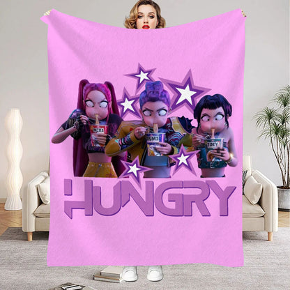 kpop Demon Hunters Huntrix Cobertores Qualidade Macio Quente Manta Cobertor Inverno Crianças Sofá Cama Fofo Colcha