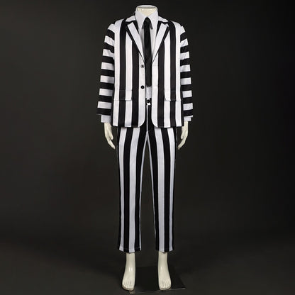 Underworld Master cosplay costume  Michael Keaton black and white striped suit cosplay Halloween costume
