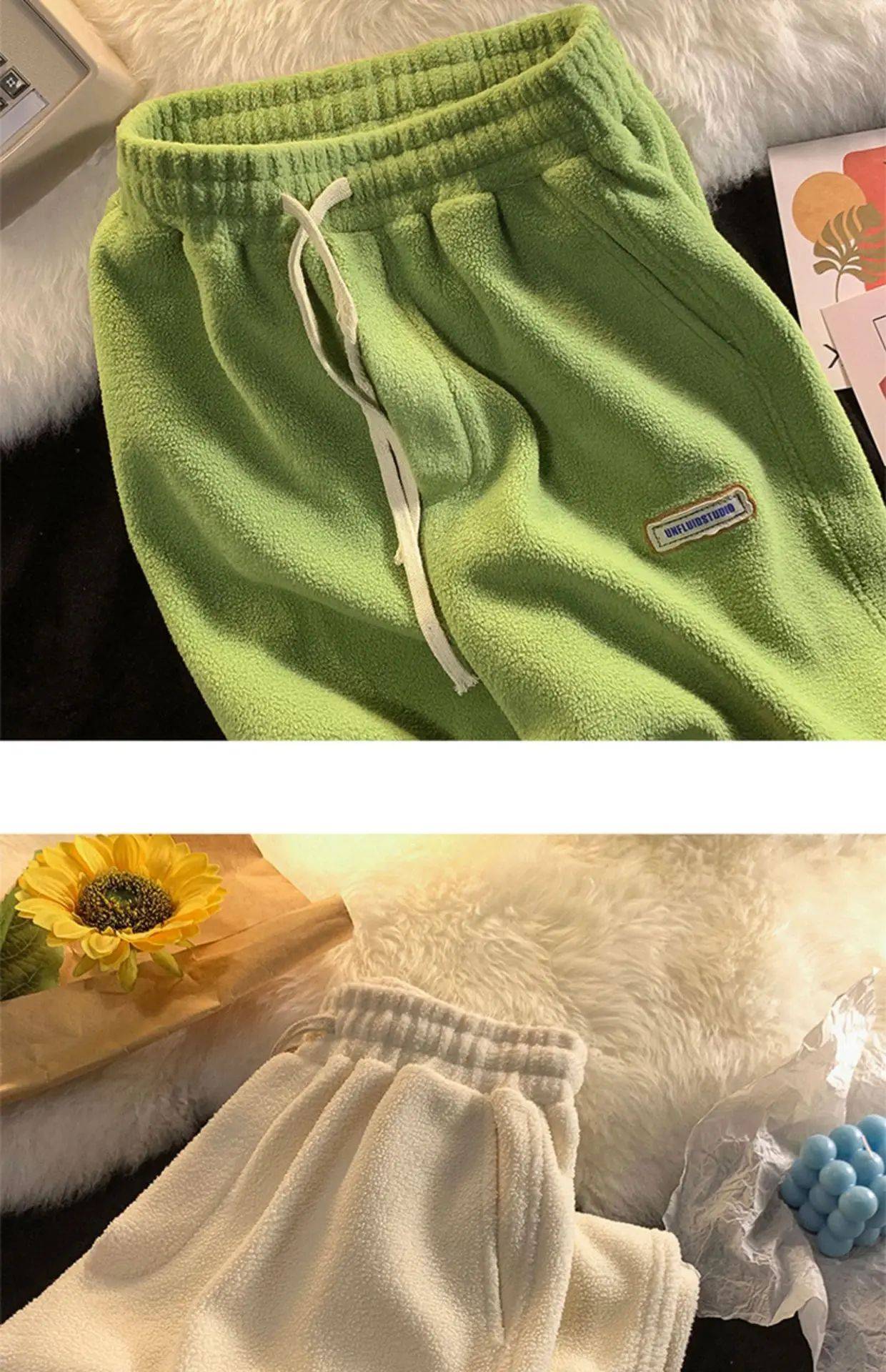 Lamb Velvet Thickened Fleece Women's Casual Pants Autumn Winter Warm Outdoor Wear Loose Fit Sports Trousers