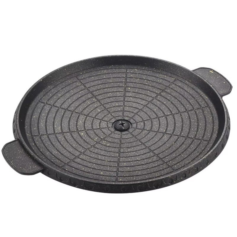 DEOUNY Korean BBQ Grill Pan with Maifan Stone Coated Surface Non-Stick Camping Frying Pan Portable BBQ Grill Plate for Outdoor