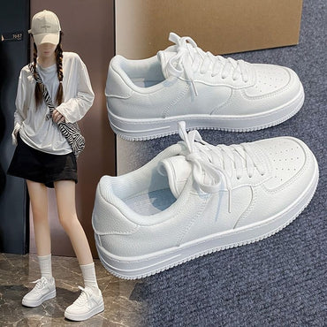 New Casual Small White Sneakers Lightweight Comfortable Sports Board Shoes Fashionable Solid Color Tennis Sneakers for Women