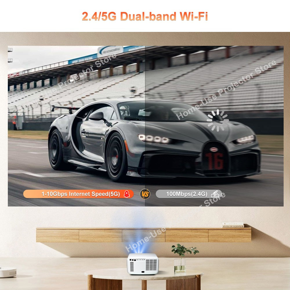 Projetor FlixTone D9W Ultra 3000 ANSI Full HD 1080P para Filmes Android WiFi 6 Home Theater Projetor Beam para Vídeos ao Ar Livre