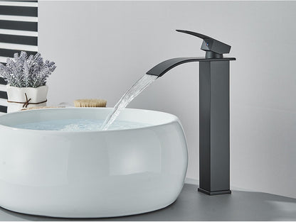 Brushed Golden Basin Faucets Elegant Waterfall Bathroom Sink Faucet Single Lever Hole Deck Mount Brass  Mixer Taps