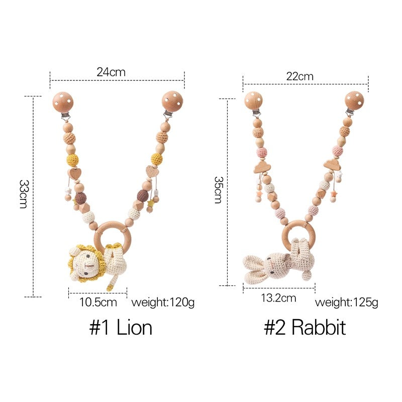 Baby Crochet Stroller Toys Wooden Hanging Ocean Stroller Teething Rattle Bell Animal Mobiles Gym Stroller Pendants Gifts Toys