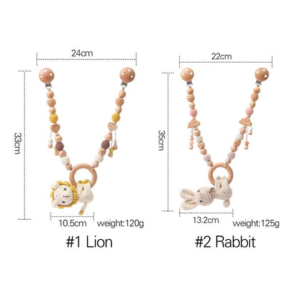 Baby Crochet Stroller Toys Wooden Hanging Ocean Stroller Teething Rattle Bell Animal Mobiles Gym Stroller Pendants Gifts Toys
