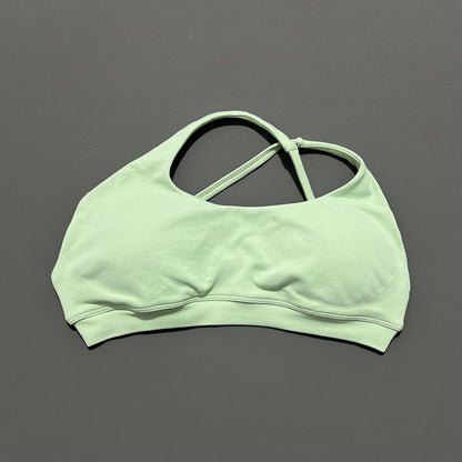 Women Asymmetric Sports Bra Seamless Yoga Top High Support Removable Chest Open Back Bra Gym Workout Underwear