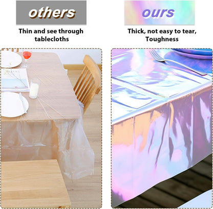Tablecloth For Table Nappe De Table Tablecloth Birthday Iridescent Disco Party Decor Shiny Laser Holographic Disposable Covers