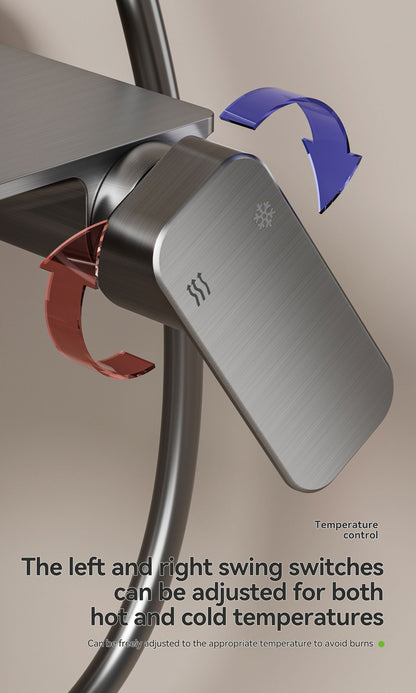 Multifunction Bathroom Shower System Set Hot and Cold Water Household Rotary Knob Pressurize Aluminum Gunmetal Gray Shower Set