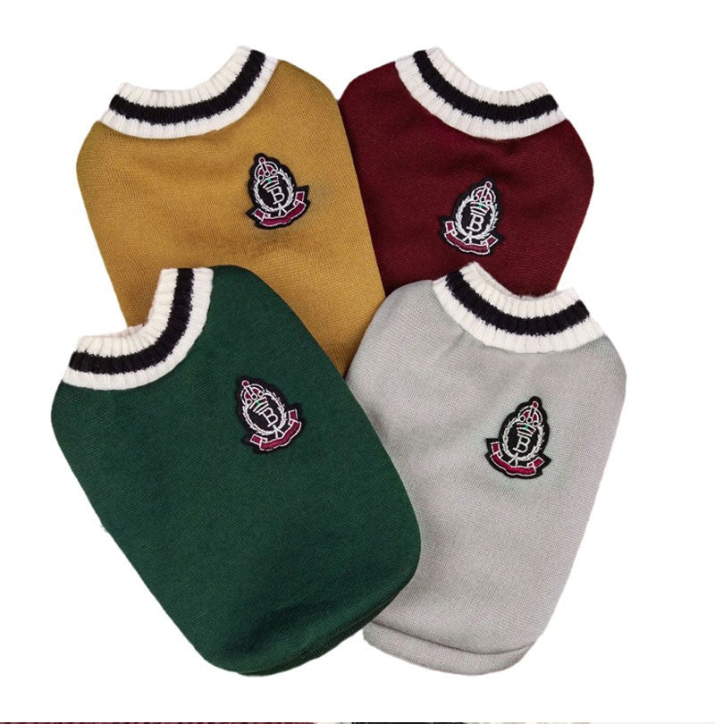 Suéter de Inverno Quentinho para Cães Estilo Colegial Gola V Tricô para Filhotes de Pequeno Porte Colete Roupinhas Jaqueta para Gatinhos