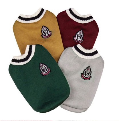 Suéter de Inverno Quentinho para Cães Estilo Colegial Gola V Tricô para Filhotes de Pequeno Porte Colete Roupinhas Jaqueta para Gatinhos