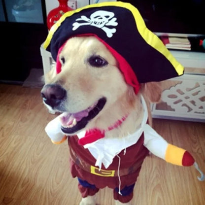 Conjunto de Roupas para Cães Fantasia de Pirata para Animais de Estimação Roupa de Pirata para Cachorro Teddy Fantasias de Halloween