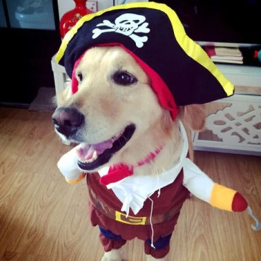 Conjunto de Roupas para Cães Fantasia de Pirata para Animais de Estimação Roupa de Pirata para Cachorro Teddy Fantasias de Halloween