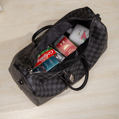 Para homem multifuncional resistente ao desgaste à prova d'água viagem grande capacidade negócios moda xadrez bagagem de mão bolsa de ombro