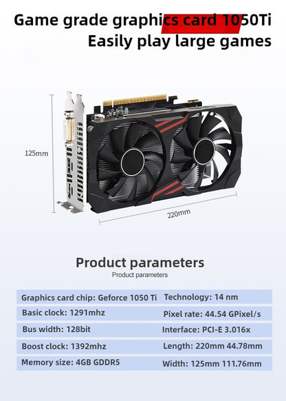 Placa de Vídeo para Jogos GTX 1050 Ti 4GB GDDR5 128Bit PCIe 3.0, HDMI/DP/DVI, DirectX 12 para Jogos em 1080p e Multitarefas