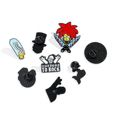 8 Peças The Simpsons Esmalte Pin Desenho Animado Bart Simpson Homer Jay Simpson Broche de Metal Jaqueta Jeans Lapela Joias Brinquedo