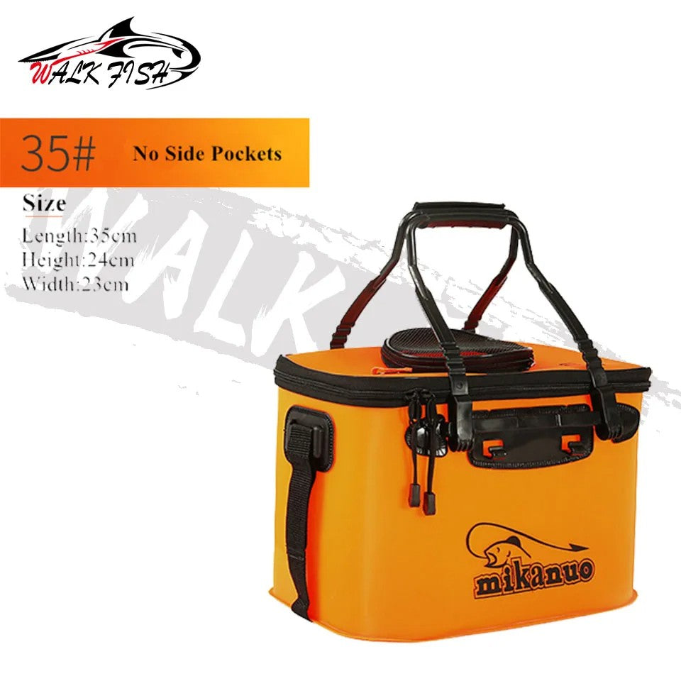 WALK FISH Bolsa de Pesca Espessa Dobrável de EVA Balde de Pesca Portátil Caixa de Peixe Vivo Armazenamento ao Ar Livre Bolsa Impermeável para Acampamento e Caminhada