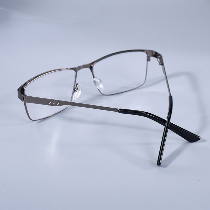 Homens Quadrados Metal Armação Grande Leitura Dobradiça de Mola Óculos de Presbiopia Bloqueio de Luz Azul Proteção Ocular Óculos +75+125+175+4