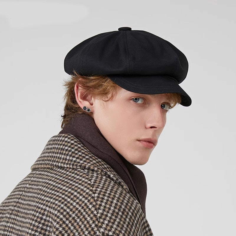 Beret Men's Fashion Spring and Summer Versatile Newsboy Cap Painter's Cap British Vintage Hat Octagonal Cap for Men and Women