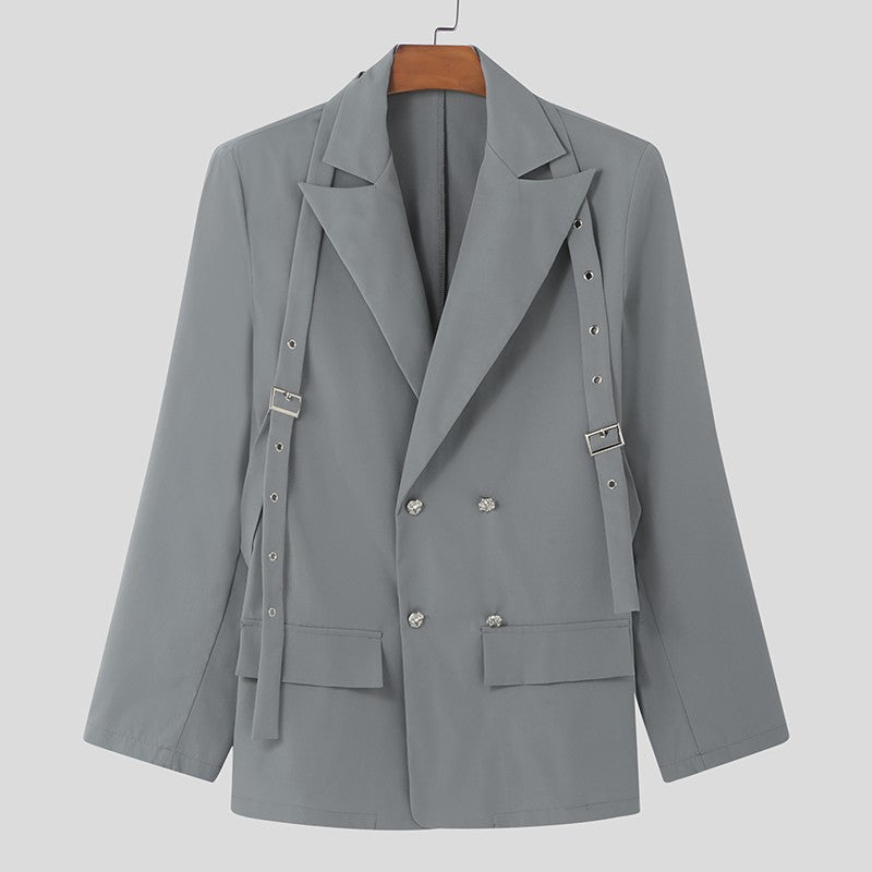 INCERUN Korean Fashion Men Blazer Casual  Long Sleeve Solid Tops Pocket Button Steetwear Male Outfits Well Fitting Vintage Coats