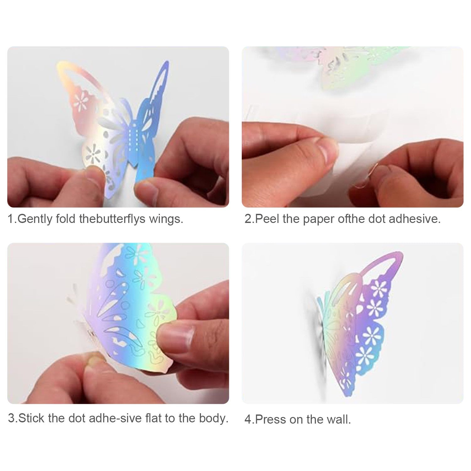 48 Pcs Silver Butterfly Decorations Butterfly Wall Decor 3D Butterfly Party Decorations Butterflies for Bouquet Cake Decorating