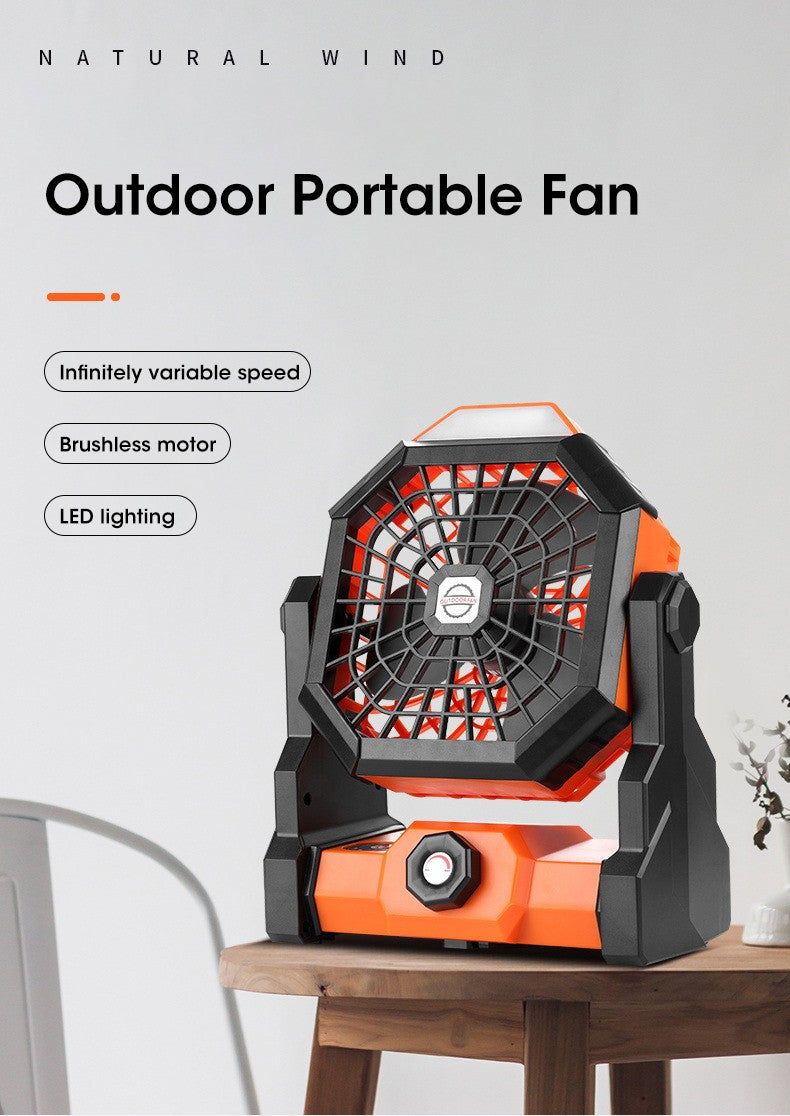 2024 New 7800 mA High-Capacity Portable Fan Rechargeable Desk Camping Fan with LED Light and Hook Outdoor Fan for Tent Car Trip